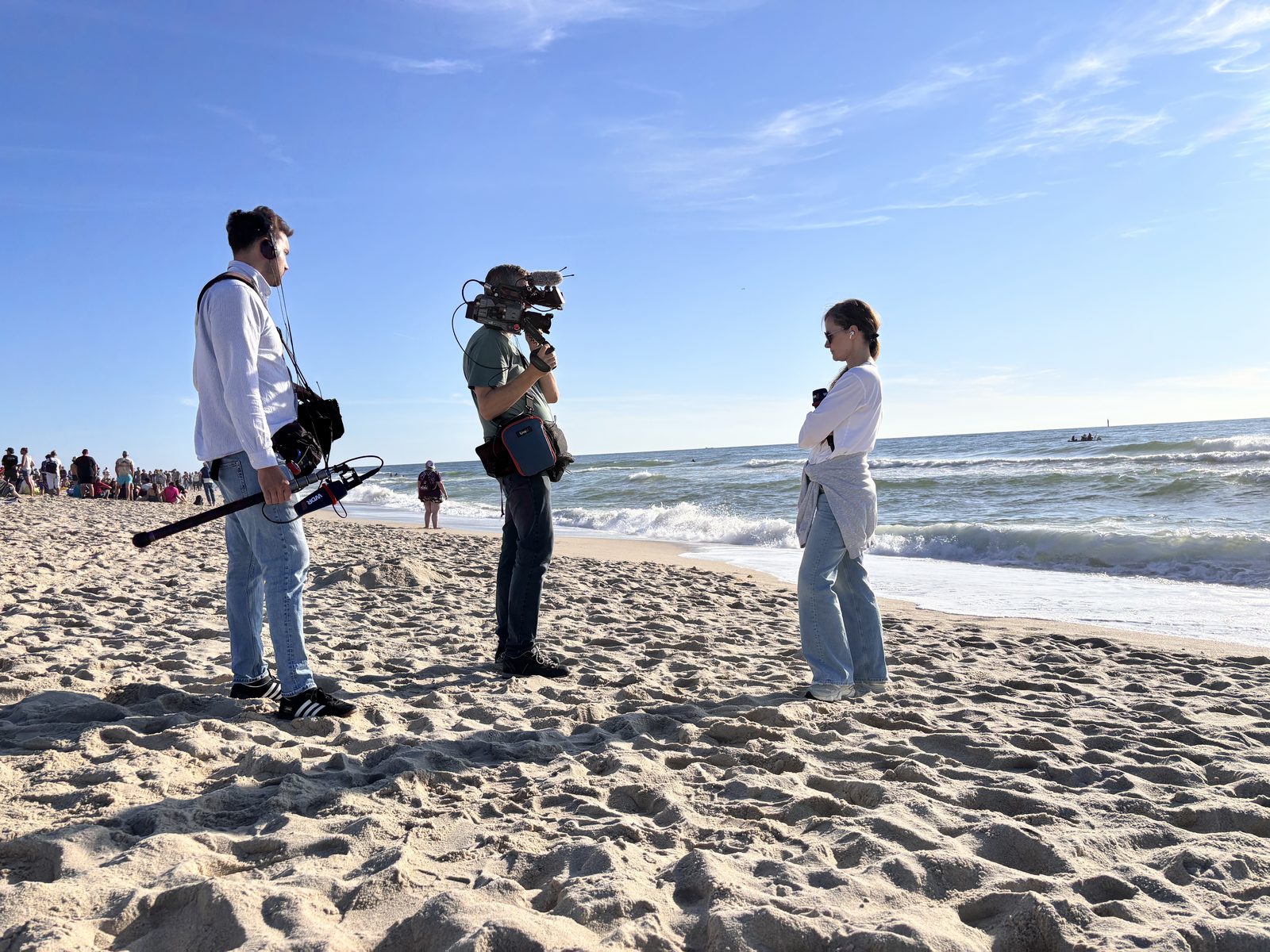 Dreh mit Astrid Houben am Strand von Sylt